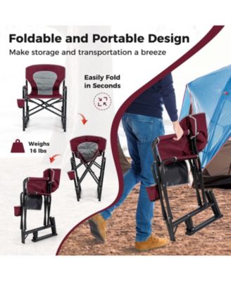 Outdoor Rocker Camping Chair with Dual Springs and Padded Back