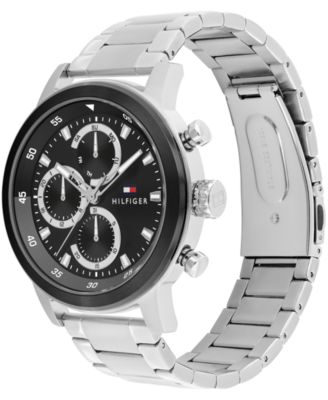 Men's Multifunction Silver-Tone Stainless Steel Bracelet Watch, 46mm