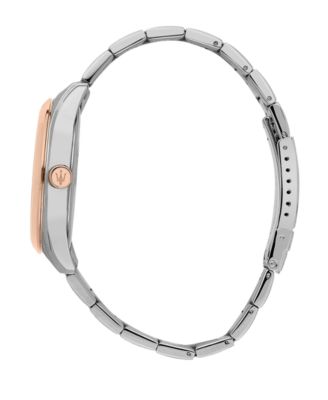 Men's Date Two-Tone Metal Band Watch, 43mm