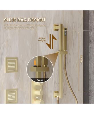 Body Jets With Handheld Shower Ceiling-Mounted Thermostatic Shower System