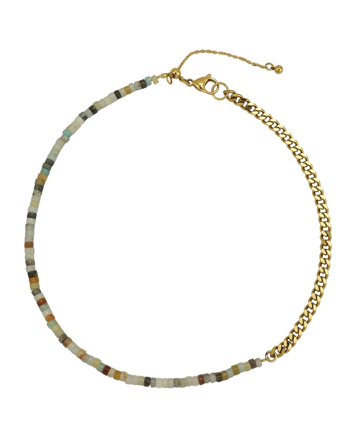 Amazonite Quartzite / Gold Necklace - Red