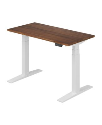 E7-COMMERCIAL 48  W Electric Adjustable Standing Desk, Black Walnut Top, White Base