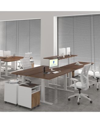 E7-COMMERCIAL 72  W Electric Adjustable Standing Desk, Black Walnut Top, White Base