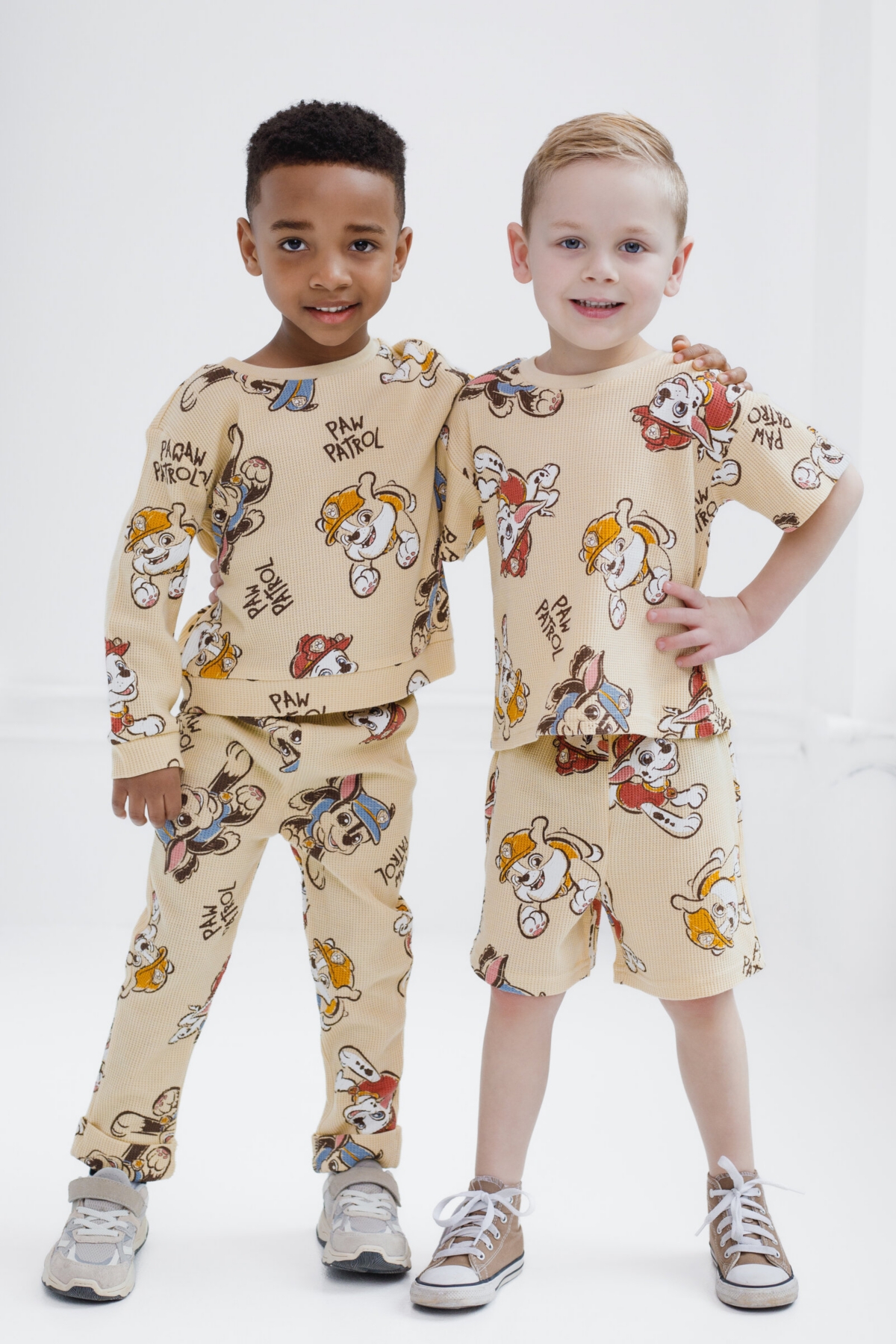 Paw Patrol Little Boys Waffle Knit T-Shirt and Shorts Outfit Set