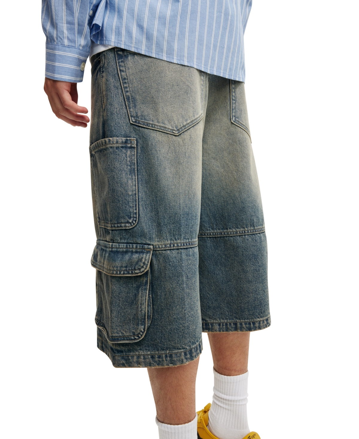 Shop Cotton On Men's Super Baggy Jort Shorts In Cargo Sandstorm Blue