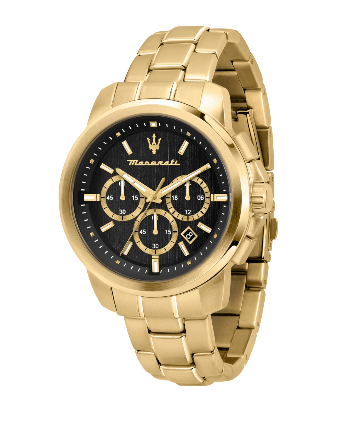 Men's Date Gold Metal Band Watch, 44mm - Gold