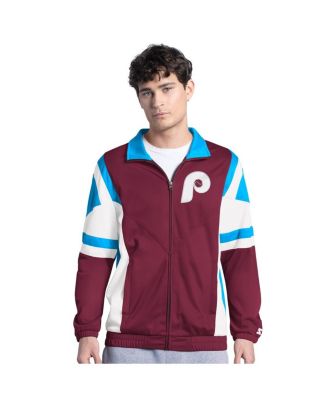 Starter - Men's Burgundy/Light Blue Philadelphia Phillies Contender Tricot Full-Zip Track Jacket