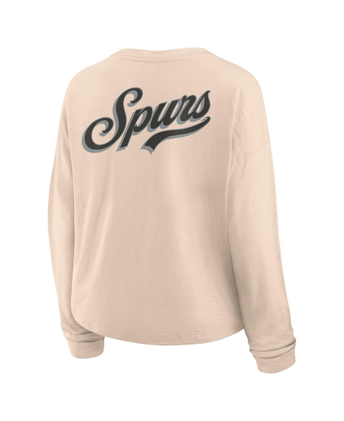 Fanatics Women's Natural San Antonio Spurs Boxed Out Drop Fashion Long Sleeve T-shirt In Natural