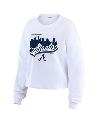 Women's White Atlanta Braves Domestic Postcard Long Sleeve T-Shirt