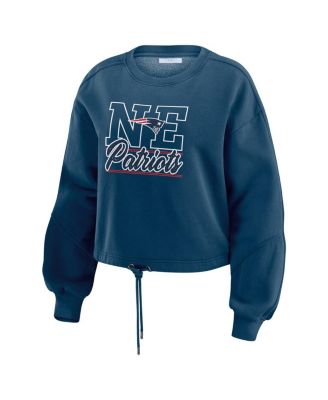 Women's Navy New England Patriots Washed Fleece Long Sleeve T-Shirt & Shorts Lounge Set