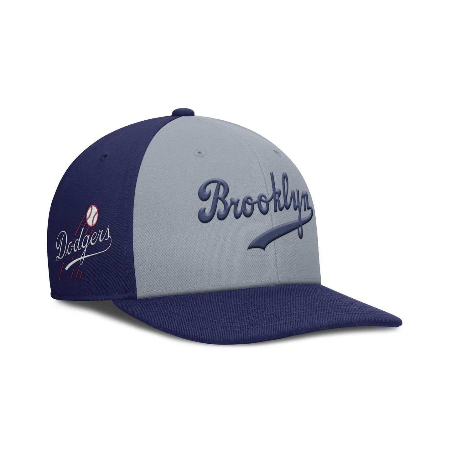 Мужская кепка Nike Gray/Royal Brooklyn Dodgers Cooperstown Collection Pro Performance Snapback Hat — фото 1