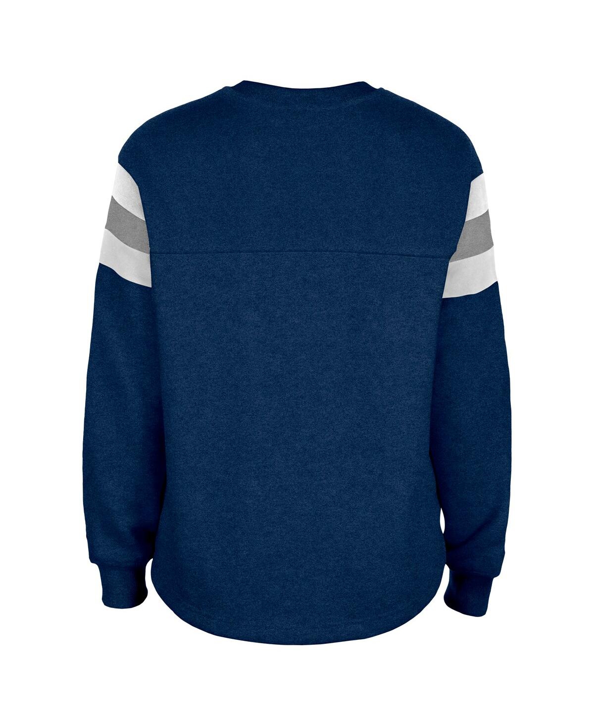 Shop New Era Big Girls Navy Dallas Cowboys Color Blocked Glitter Pullover Sweatshirt