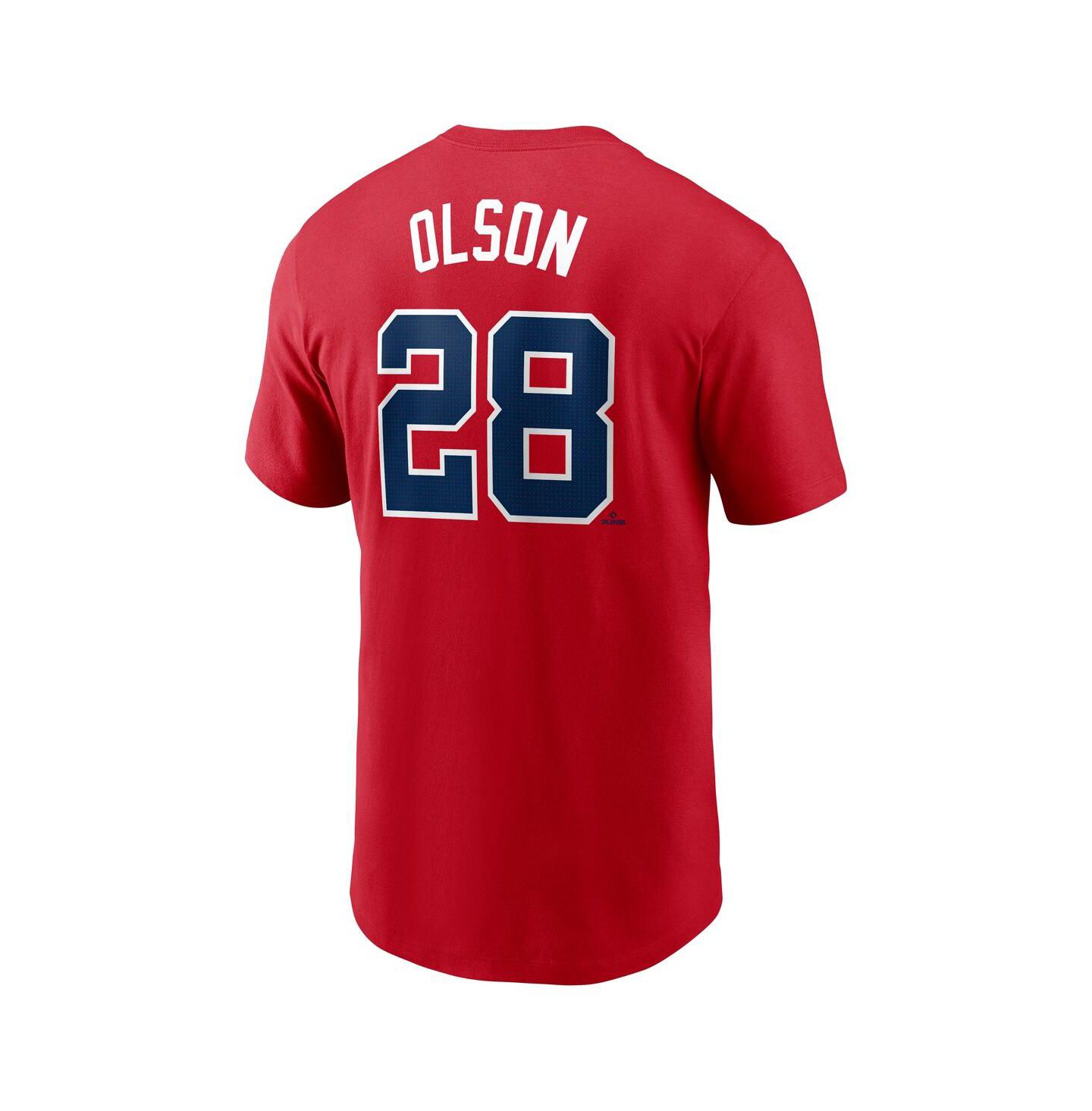 Мужская футболка Nike Matt Olson Red Atlanta Braves Fuse Name & Number — фото 2