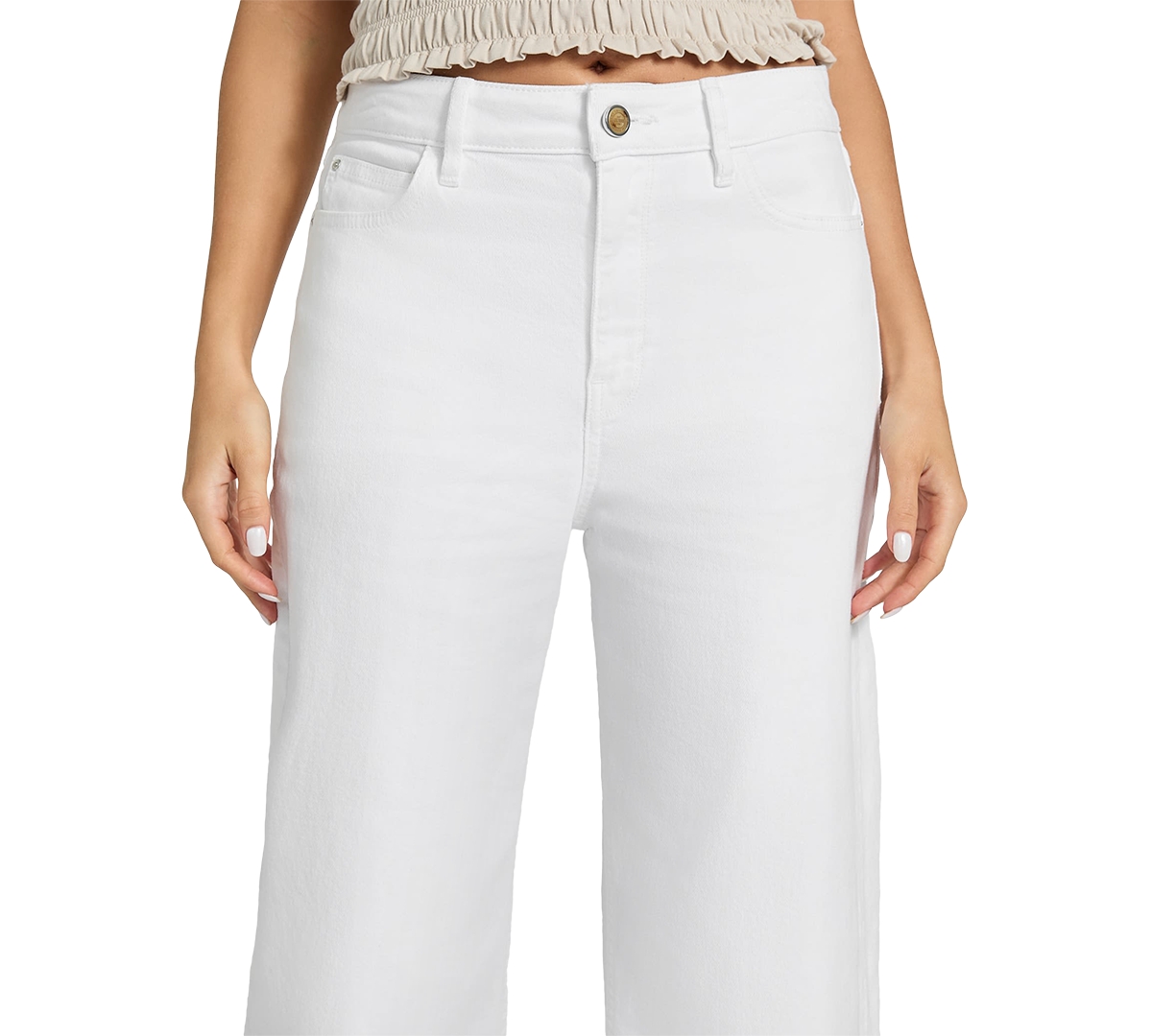 Shop Guess Women's Bellflower Cropped Wide-leg Jeans In Pure White