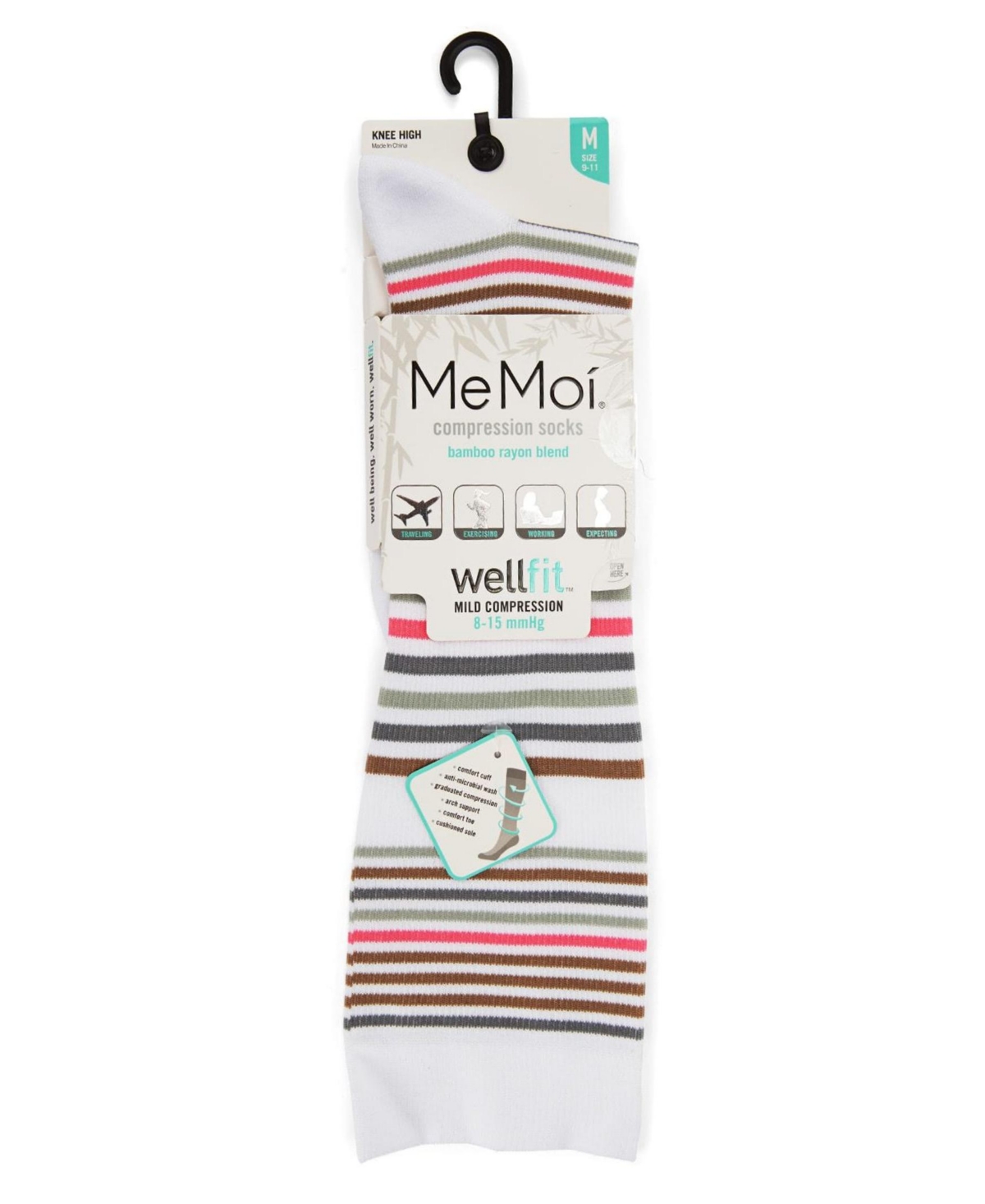 Memoi Women's Classic Stripes 8-15mmhg Graduated Compression Socks Mfy06346 In Multi