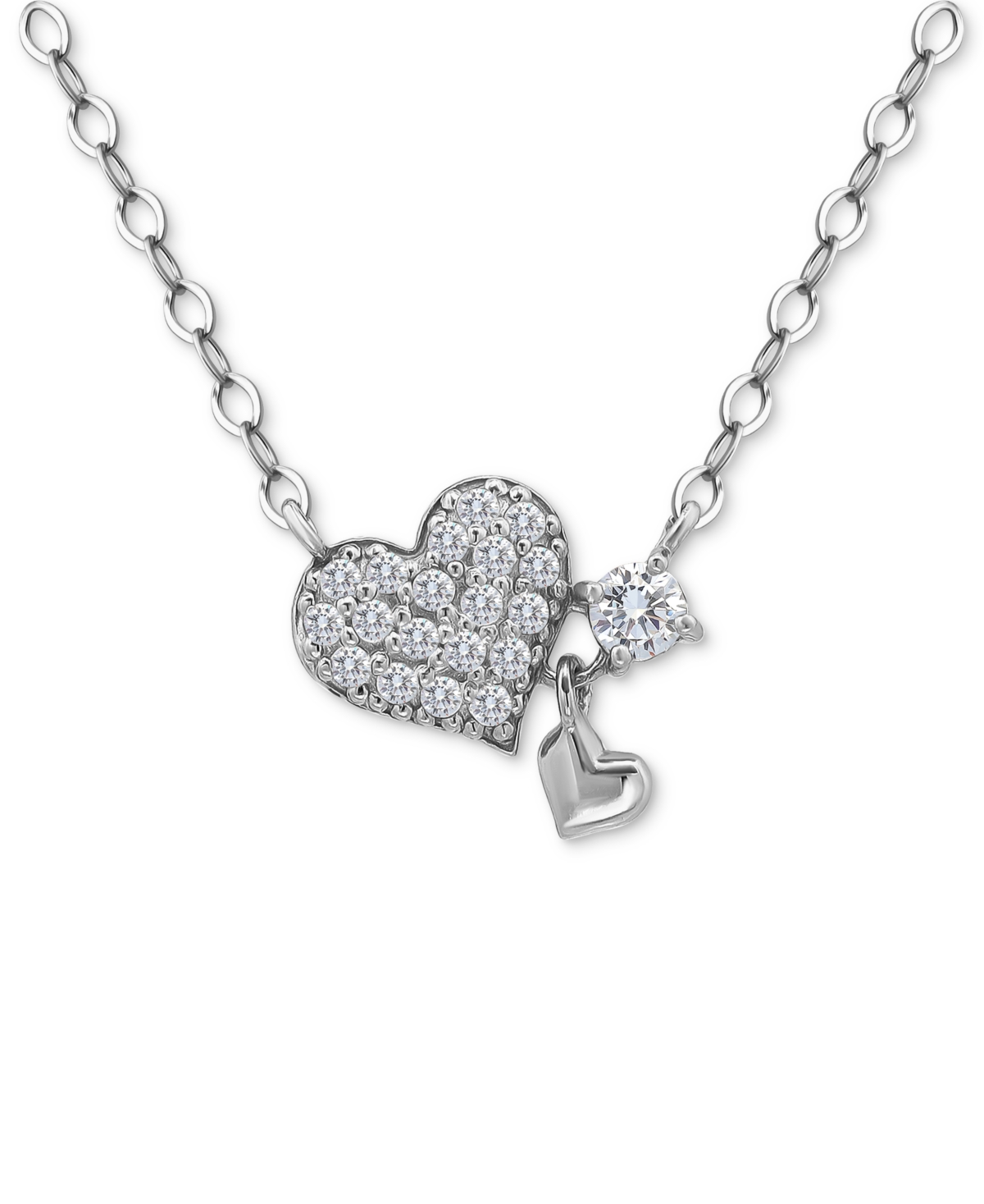 Giani Bernini Cubic Zirconia Heart Pendant Necklace (3/8 Ct. T.w.) In 18k Gold-plated Sterling Silver, 16" + 2" Ex In Silver