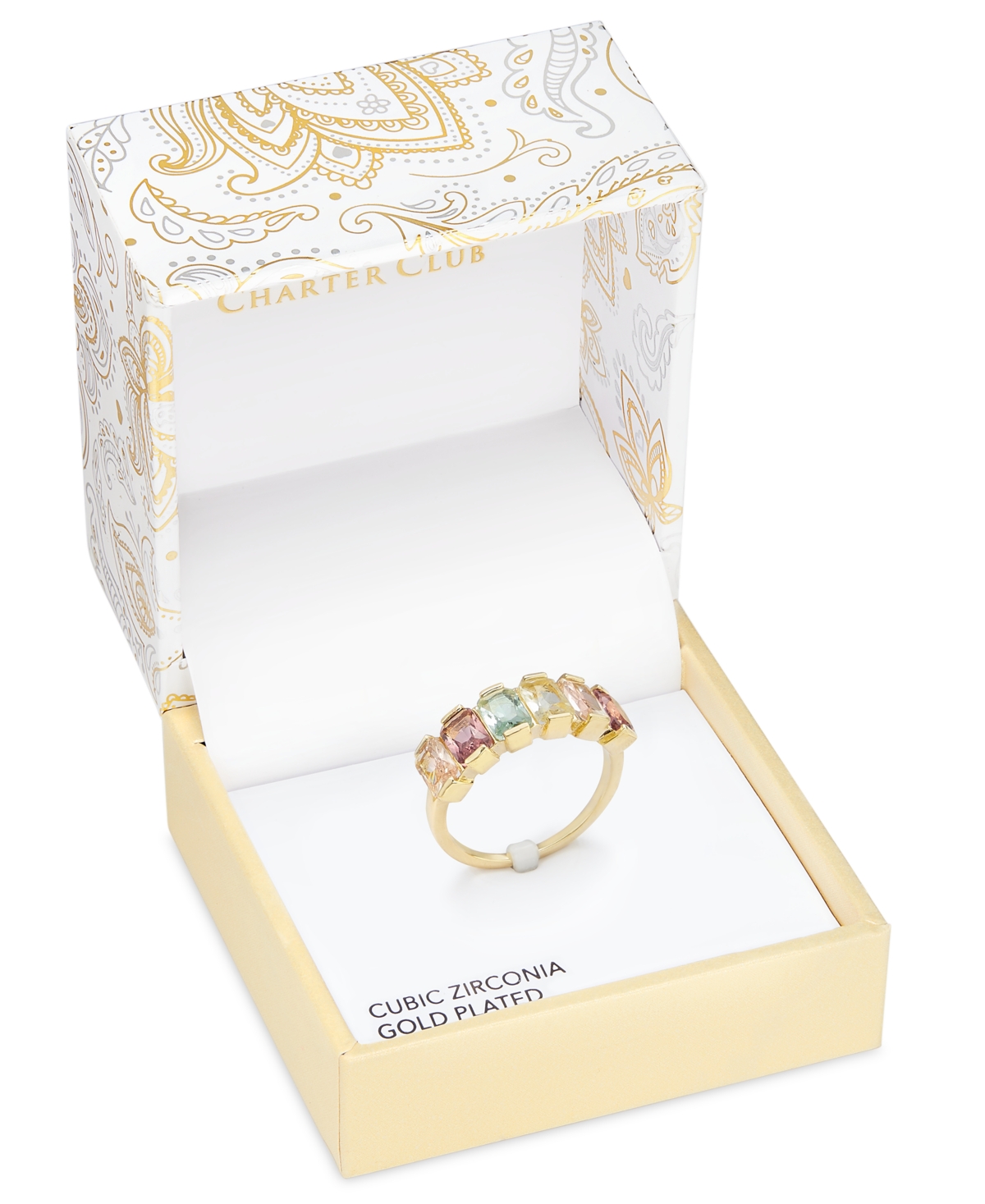 Gold-Tone Multicolor Crystal Ring, Exclusively at Macy's - Gold