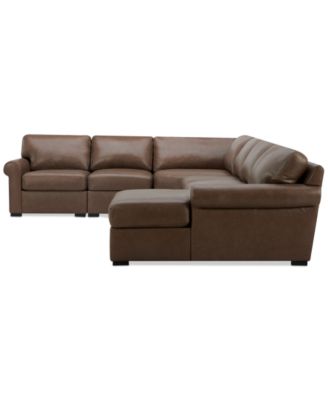 Radley Roll Arm 152" 5-Pc. Leather Wedge Corner Chaise Sectional, Exclusively at Macy's
