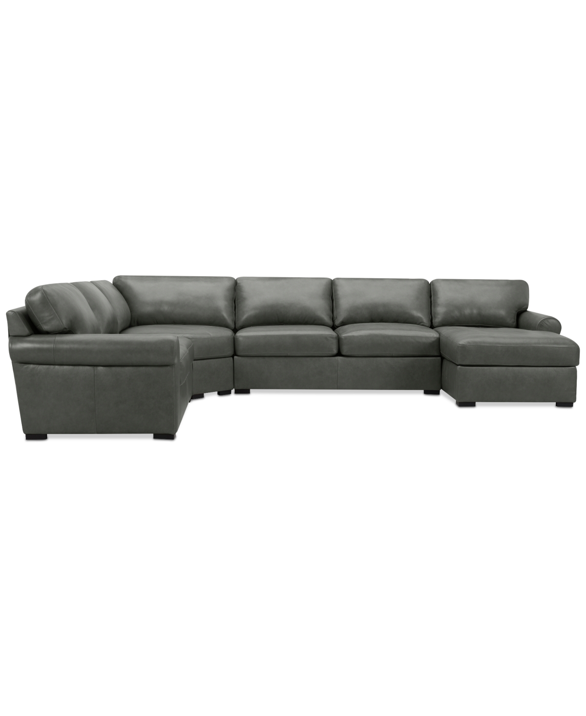 Macy's Radley Roll Arm 152" 5-pc. Leather Wedge Corner Chaise Sectional, Exclusively At