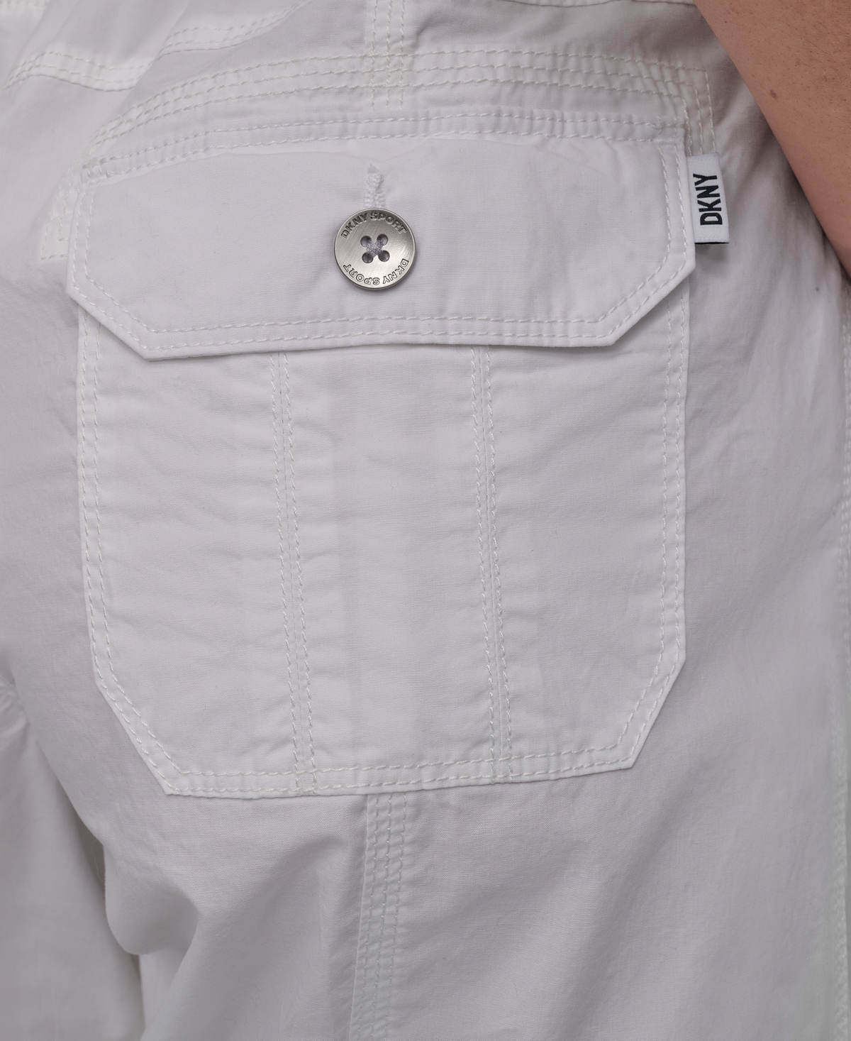 Dkny Sport Women's Smocked-waist Convertible Shorts In White