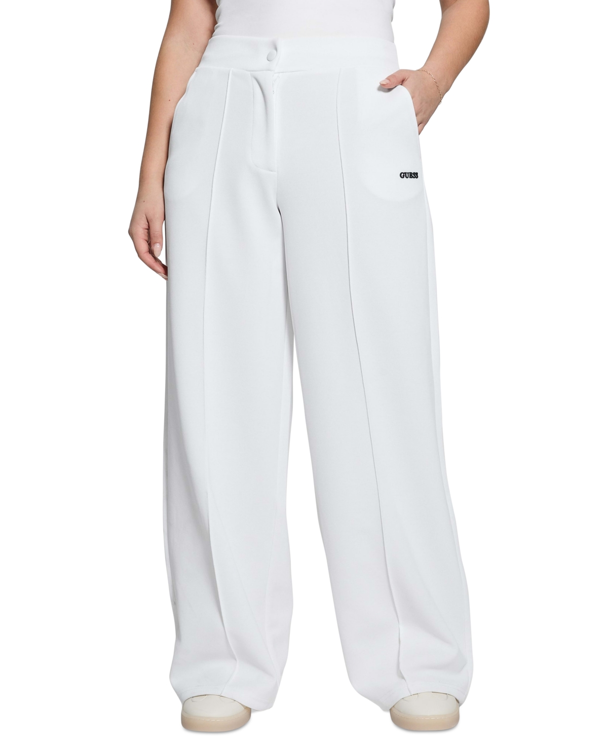 Guess Amaryllis Wide Leg Pants In Pure White