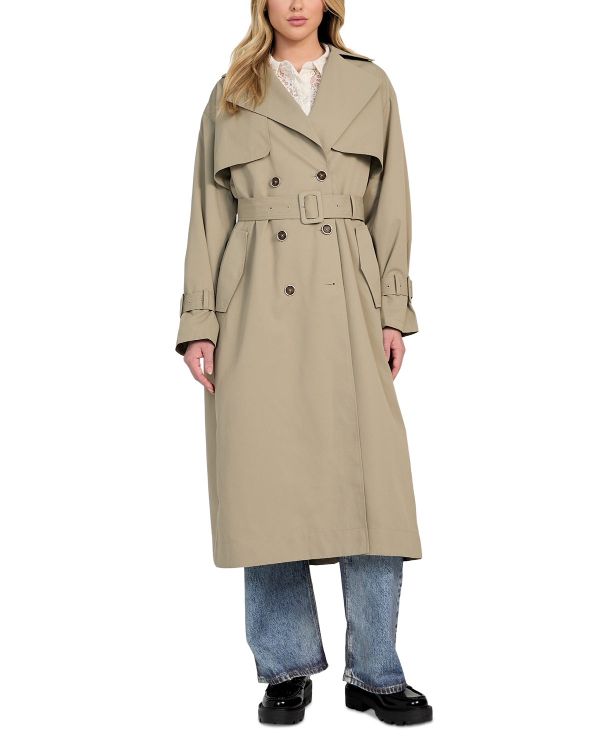 Women's Belted Trench Coat - Sage Leaf
