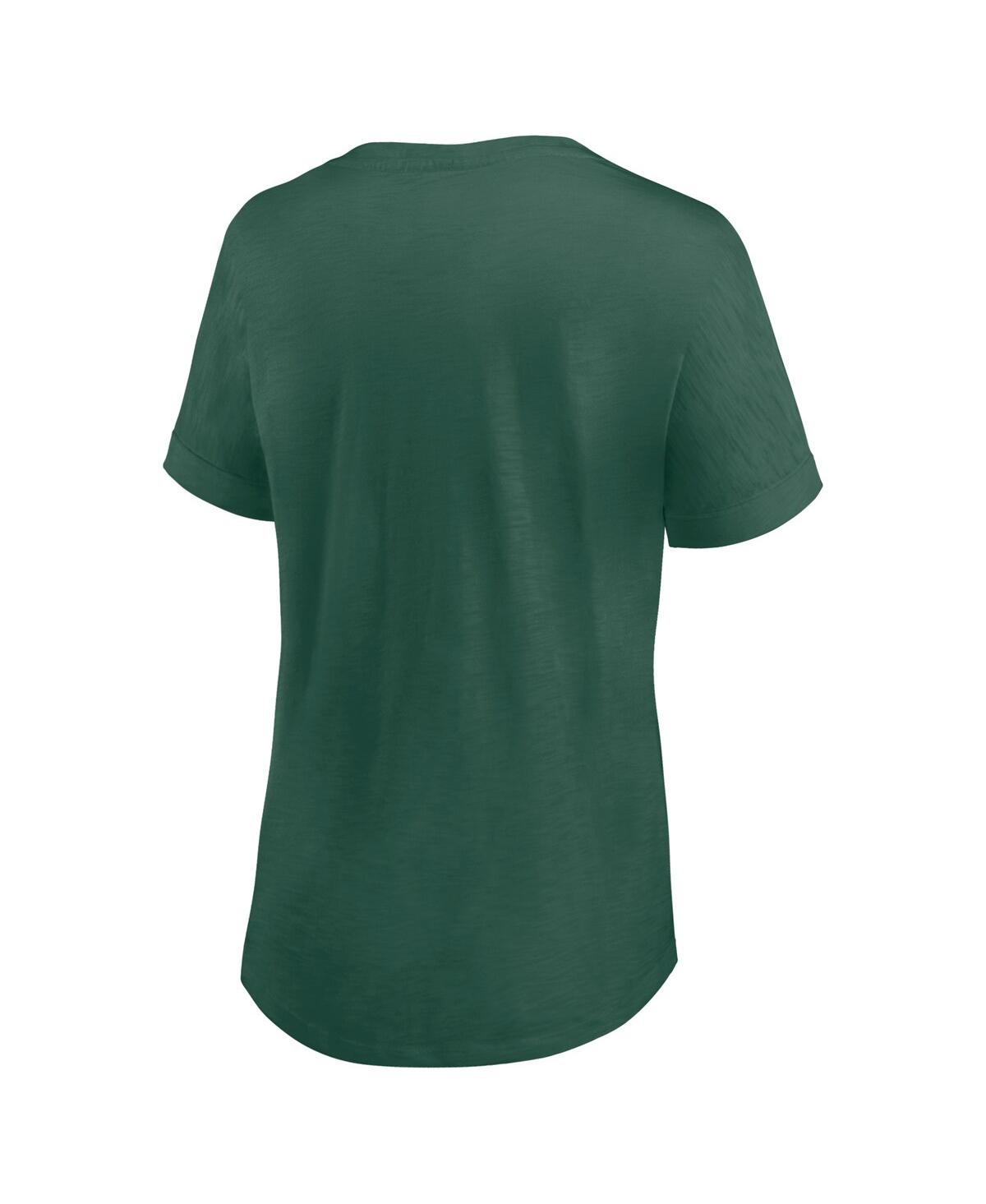 Fanatics Women's Green Miami Hurricanes True Classics Slub Flowy V-neck T-shirt In Green