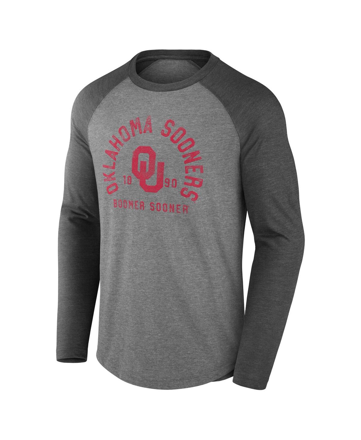 Fanatics Men's Gray Oklahoma Sooners Ball Drop Tri-blend Raglan Long Sleeve T-shirt In Gray