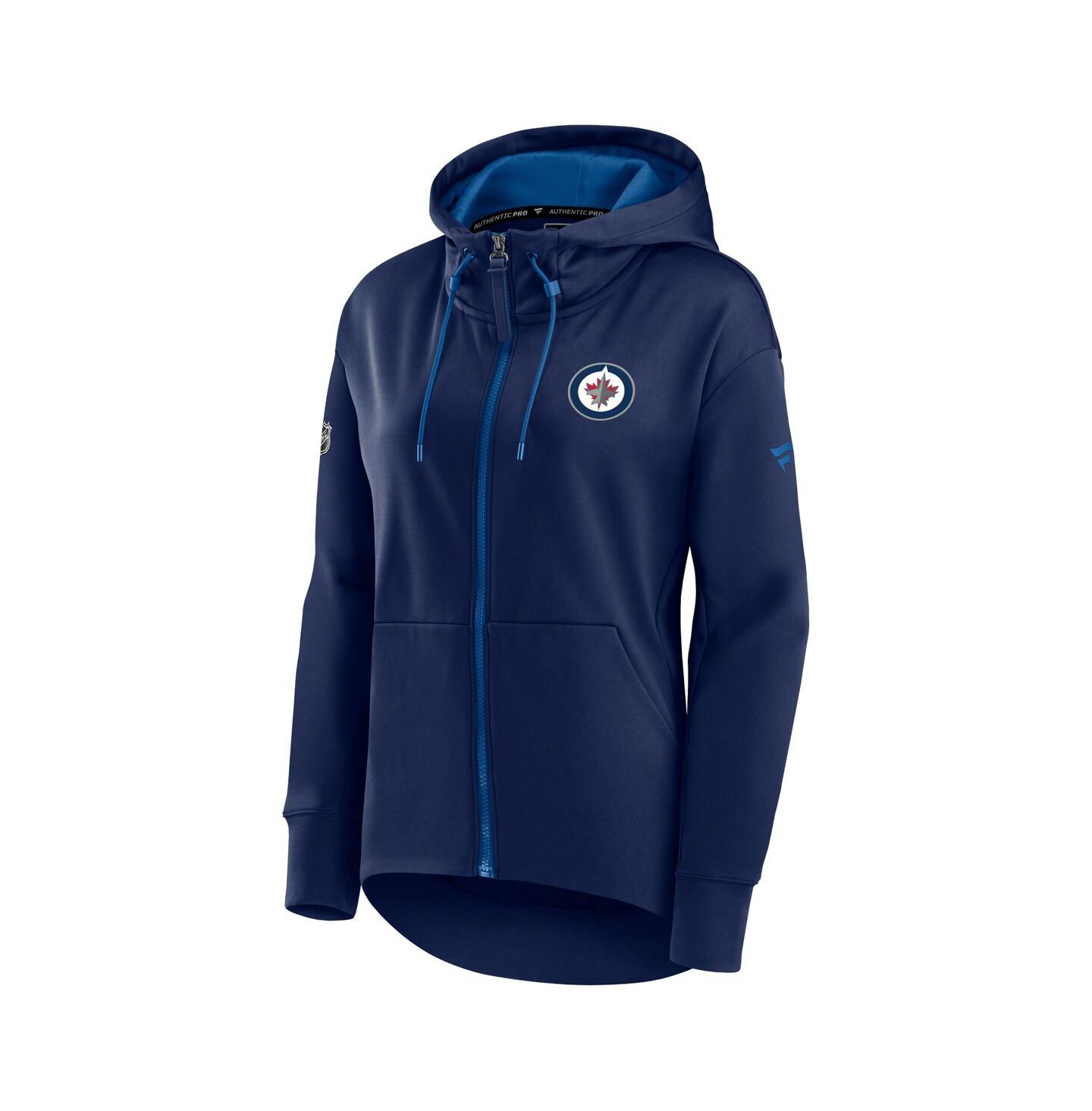 Женское худи Fanatics Navy Winnipeg Jets Authentic Pro Rink Full-Zip — фото 3