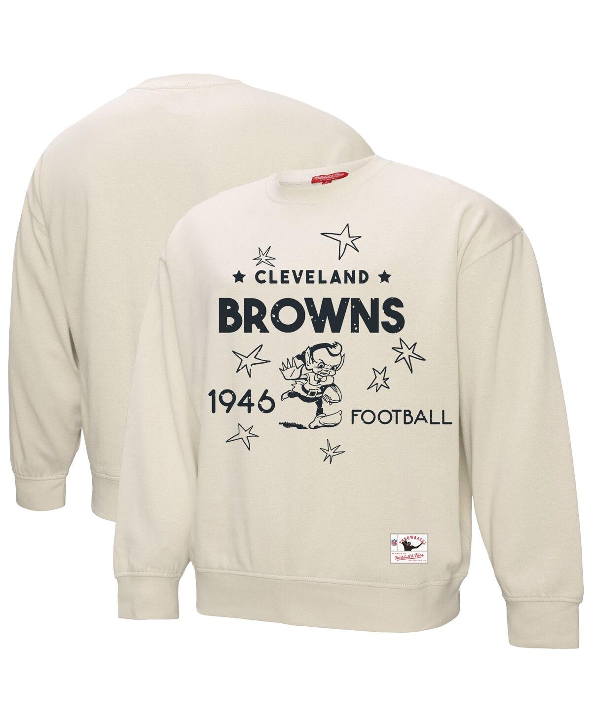 Women's Cream Cleveland Browns Shooting Stars Pullover Sweatshirt - Cream