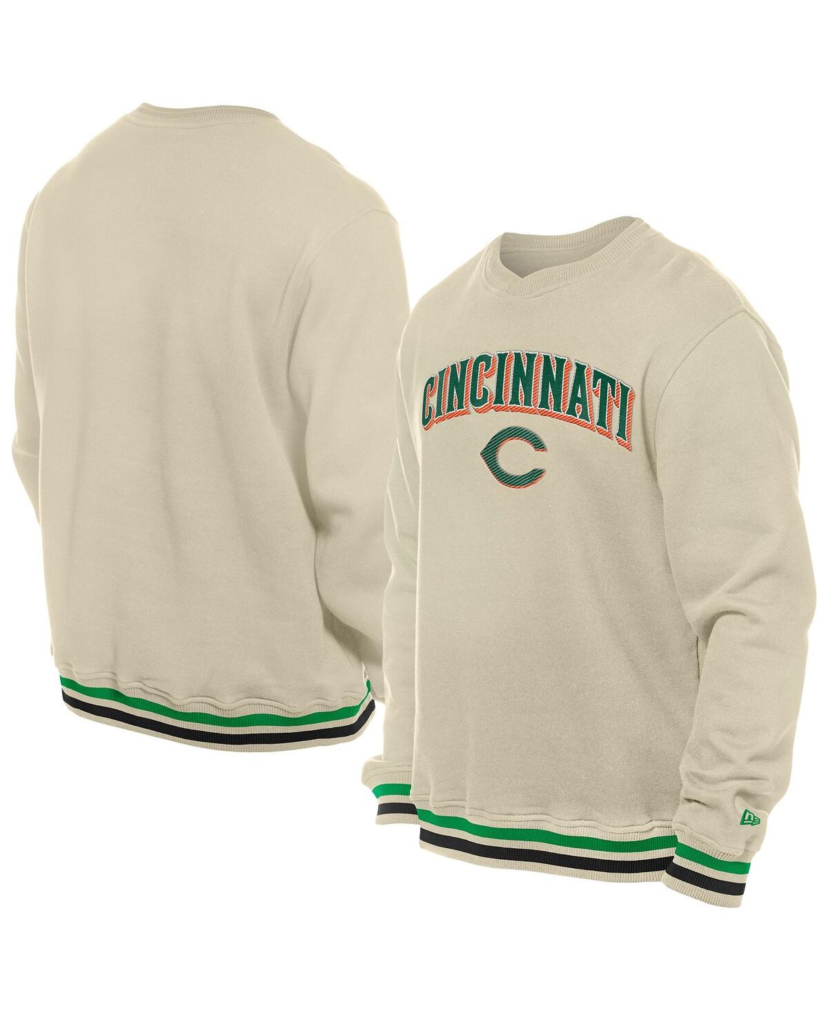 New Era Men's Cream Cincinnati Reds St. Patrick's Day Twill Pullover Sweatshirt - Cream