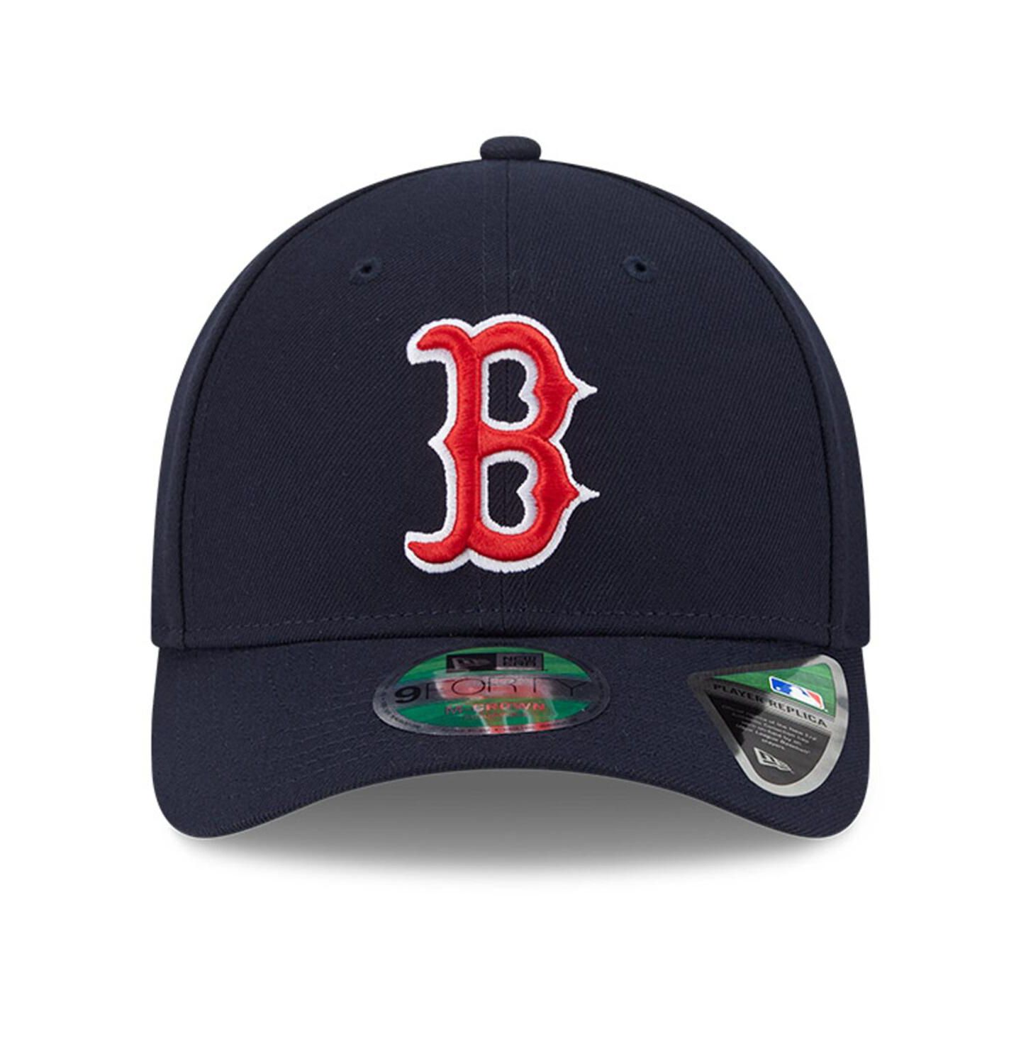 Мужская кепка New Era Navy Boston Red Sox Player Replica 9FORTY Adjustable Hat — фото 5