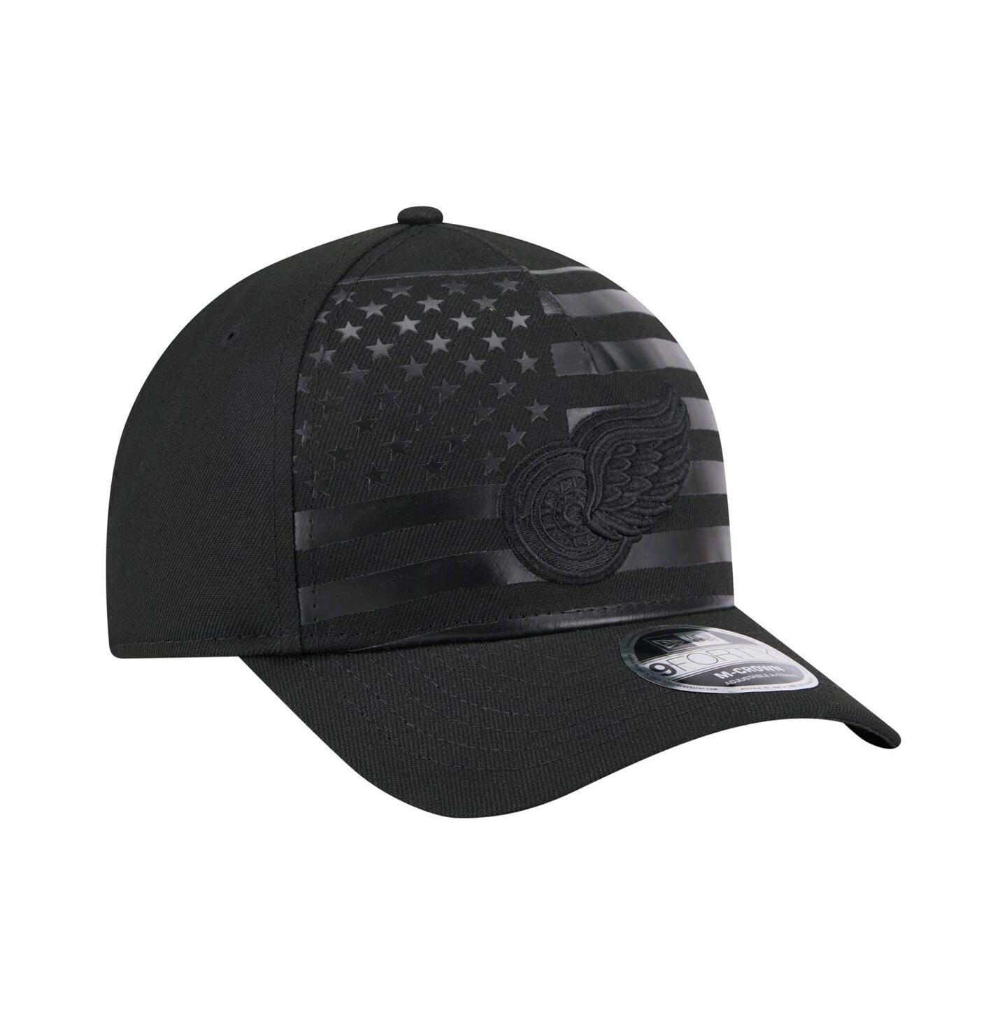 Мужская кепка New Era Black Detroit Red Wings Game Day Stealth Flag 9FORTY A-Frame Adjustable Hat — фото 3