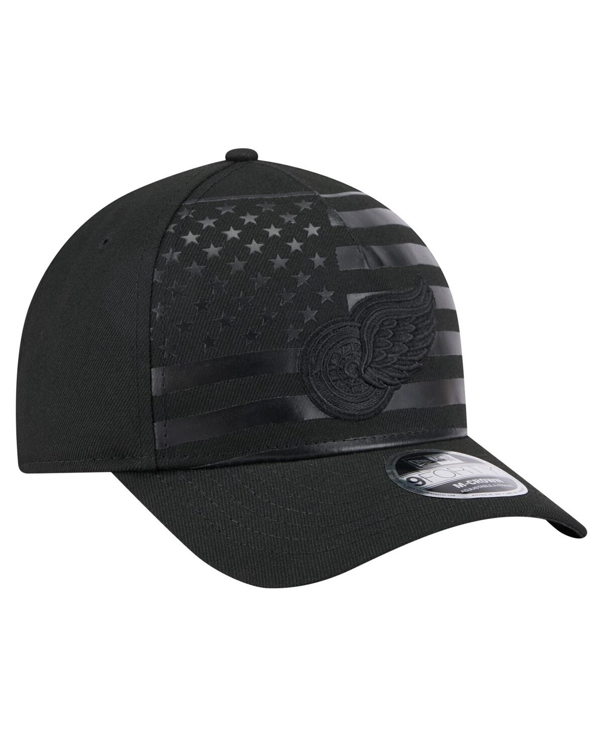 NEW ERA MEN'S BLACK DETROIT RED WINGS GAME DAY STEALTH FLAG 9FORTY A-FRAME ADJUSTABLE HAT 