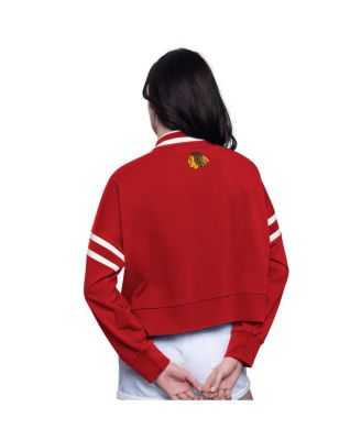 Women's Red Chicago Blackhawks Power Play Cropped Pullover Sweatshirt