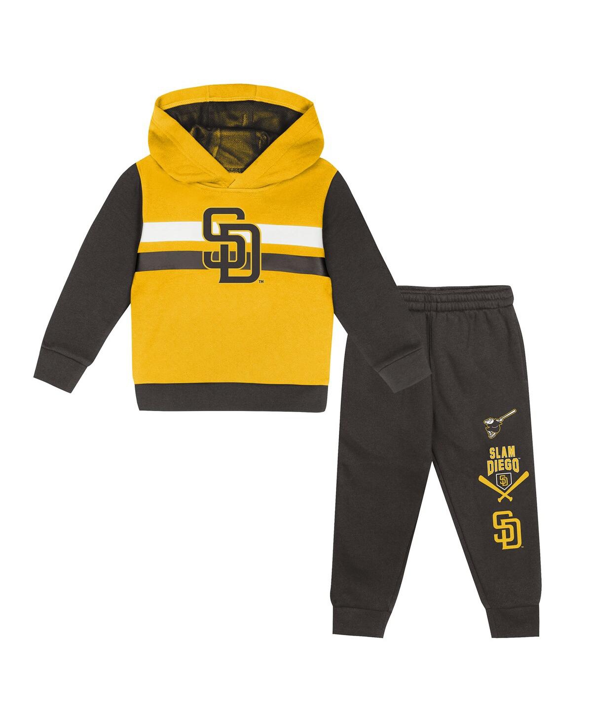 Outerstuff Toddler 2-piece Gold/brown San Diego Padres Wind Up Pullover Hoodie And Sweatpants Set In Gold,brown