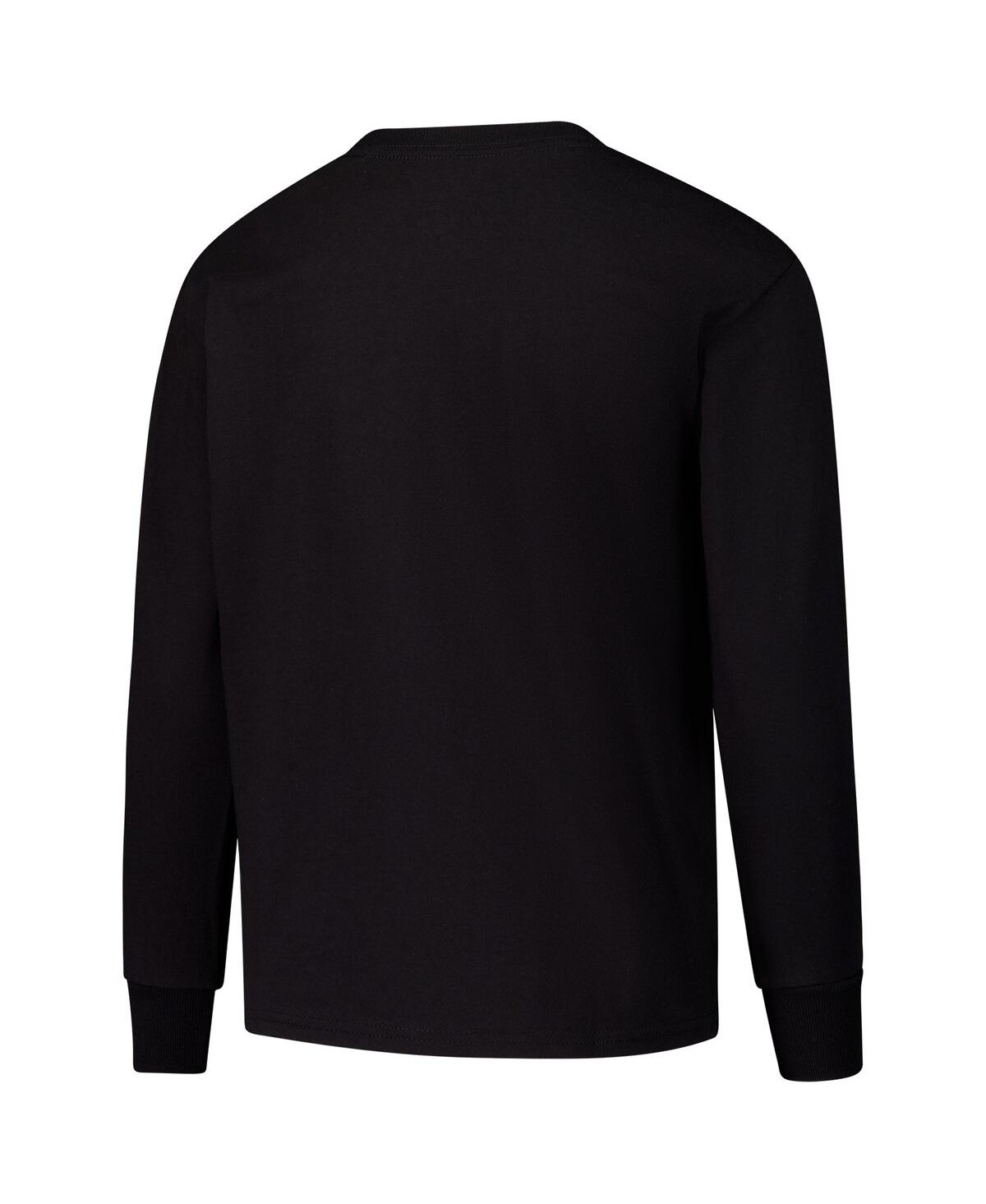 CHAMPION BIG BOYS AND GIRLS BLACK NC STATE WOLFPACK DISTRESSED ARCH OVER LOGO LONG SLEEVE T-SHIRT 