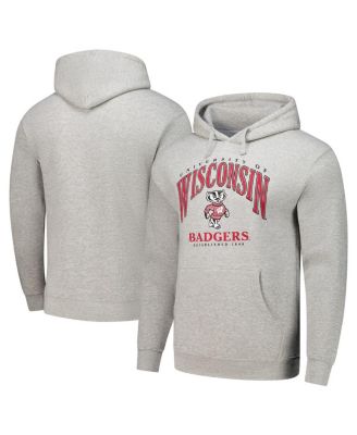 League Collegiate Wear - Men's Heather Gray Wisconsin Badgers Tall Arch Essential Pullover Hoodie