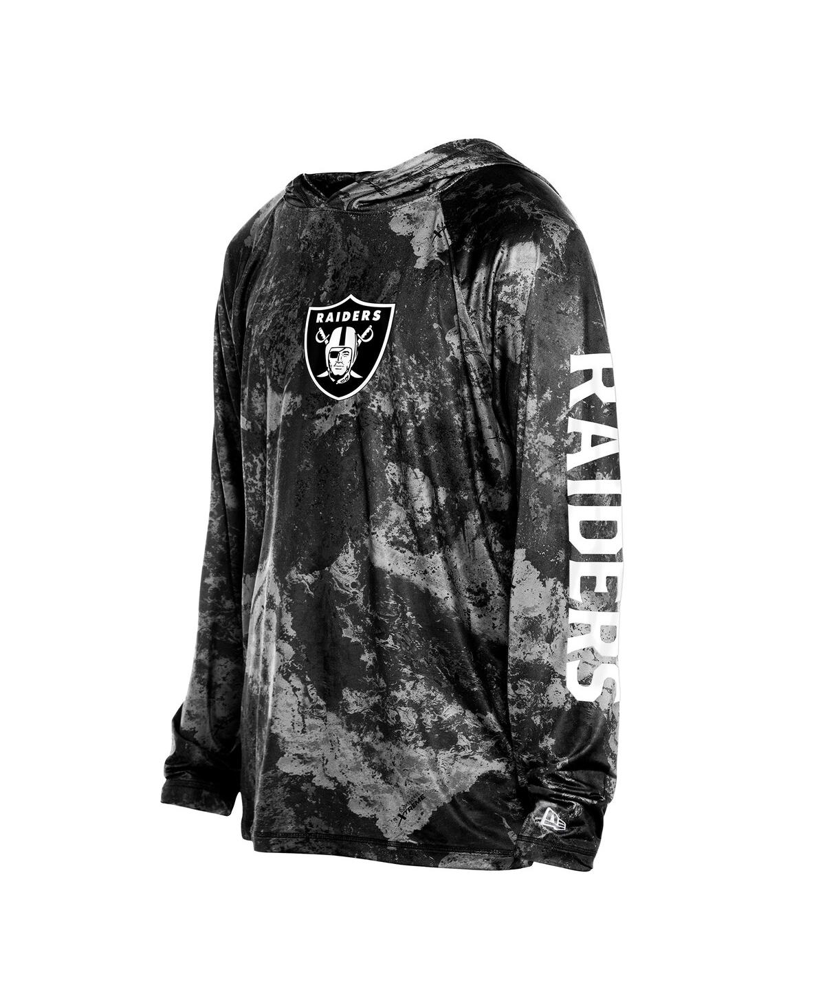 New Era Men's Black Las Vegas Raiders Realtree Xtreme Camo Raglan Long Sleeve Hooded T-shirt In Black
