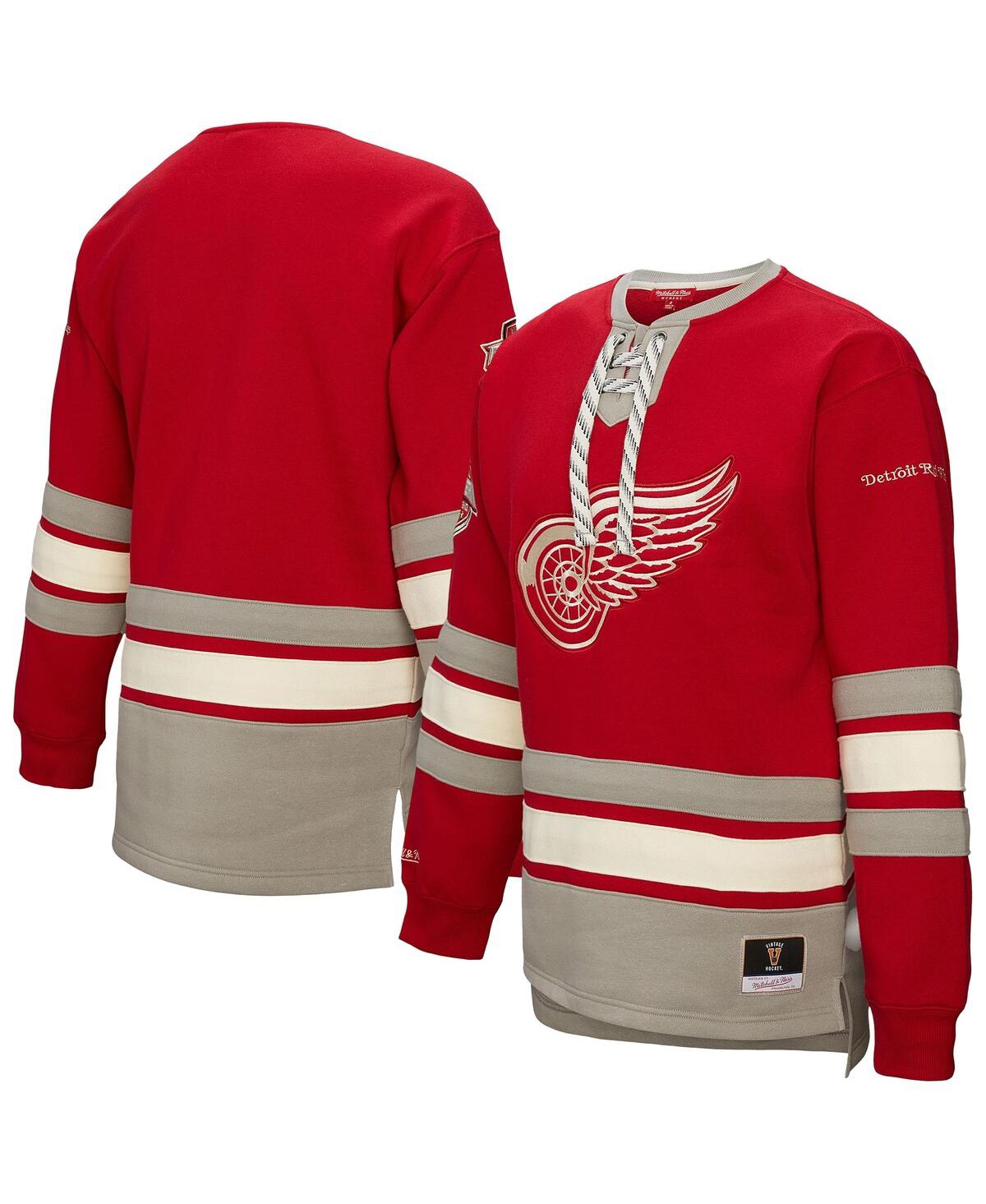 Women's Red Detroit Red Wings Heritage Lace-Up Pullover Sweatshirt - Red