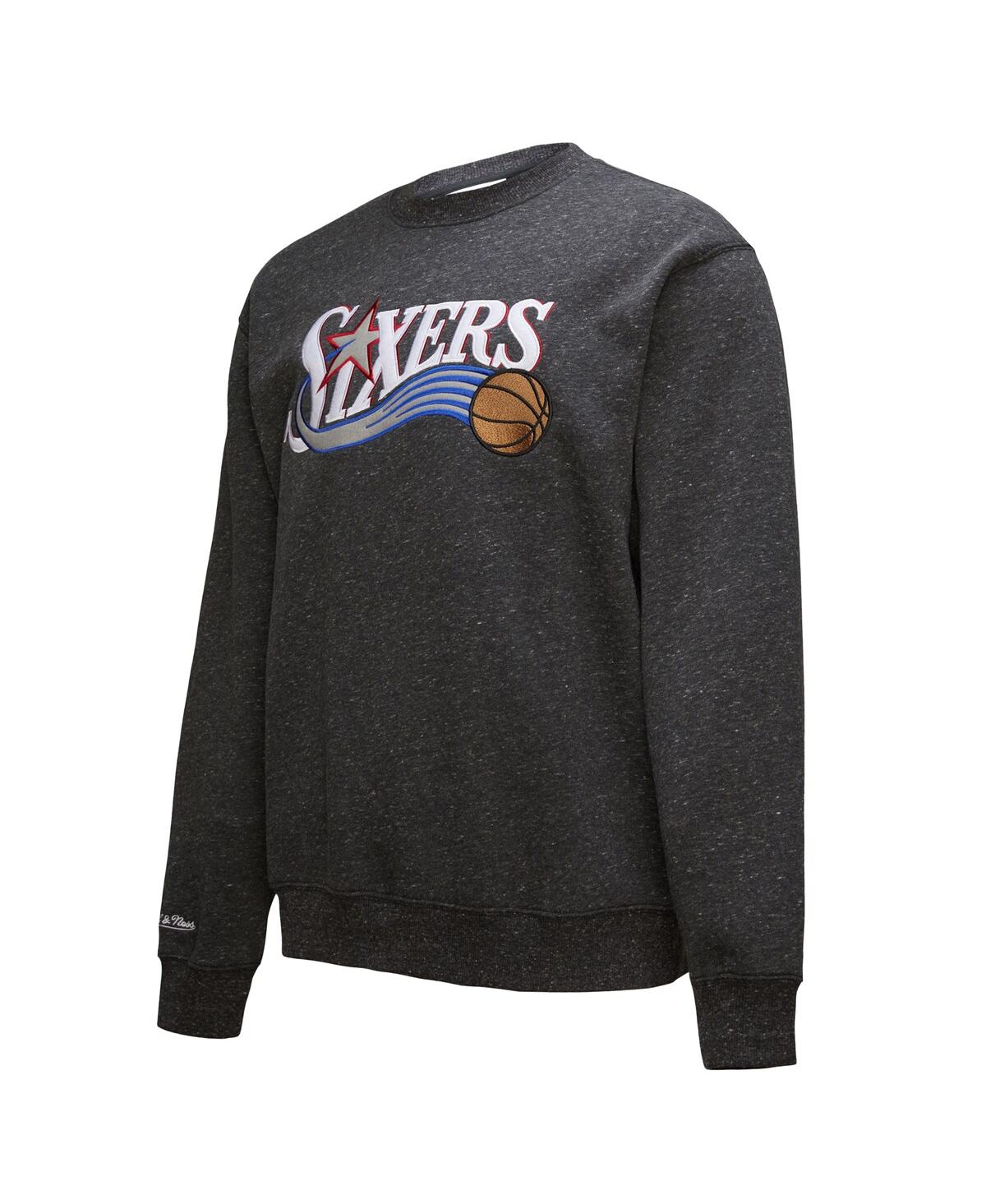 Mitchell & Ness Men's Black Philadelphia 76ers Hardwood Classics Blackout Collection Snow Washed Pullover Sweatshirt In Black