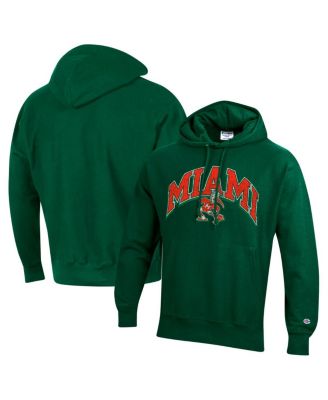 Champion - Men's  Green Miami Hurricanes Vault Late Night Reverse Weave Pullover Hoodie