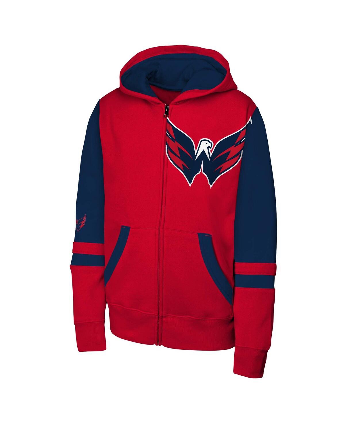 Outerstuff Big Boys And Girls Red Washington Capitals Face Off Full-zip Hoodie In Red
