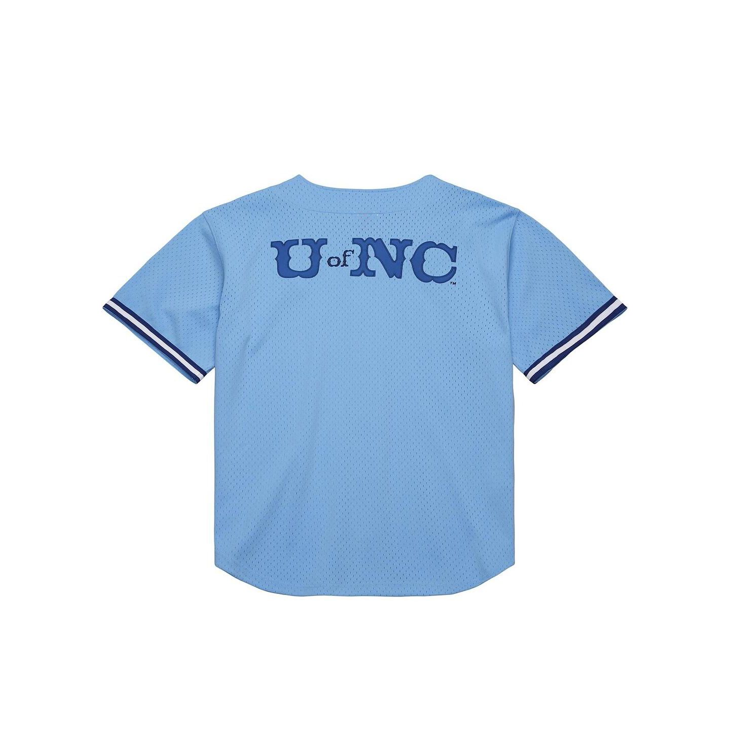 Мужские топы Mitchell & Ness Carolina Blue North Carolina Tar Heels Game Time Vintage Mesh Button Front Jersey — фото 5