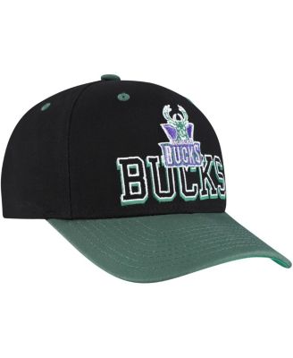 Men's Black/Hunter Green Milwaukee Bucks Backside Script Two-Tone Pro Crown Adjustable Hat