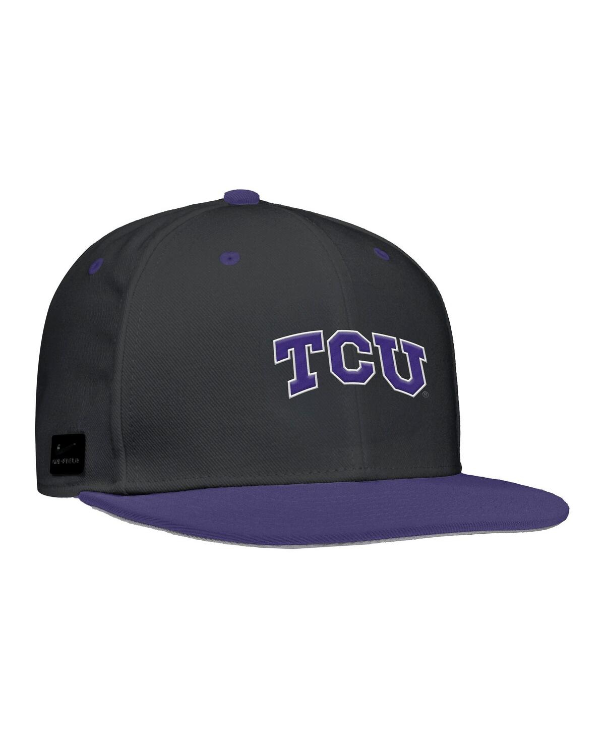 Nike Men's Black Tcu Horned Frogs On-field Baseball Performance Fitted Hat In Black