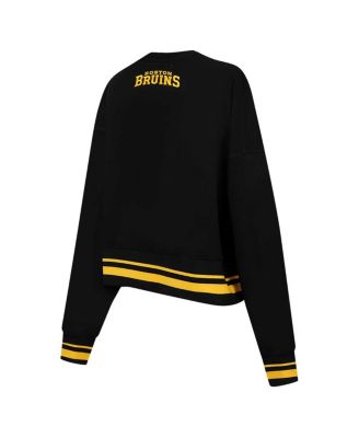 Women's Black Boston Bruins Area Code Cropped Pullover Sweatshirt