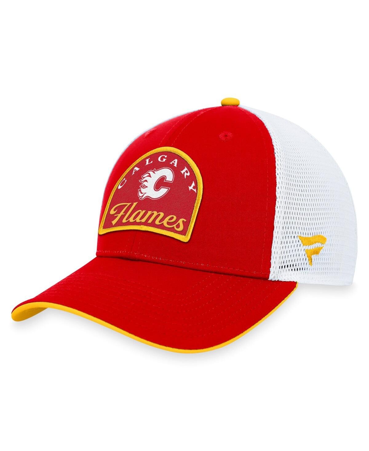 Fanatics Men's Red/white Calgary Flames Fundamental Adjustable Hat In Red,white