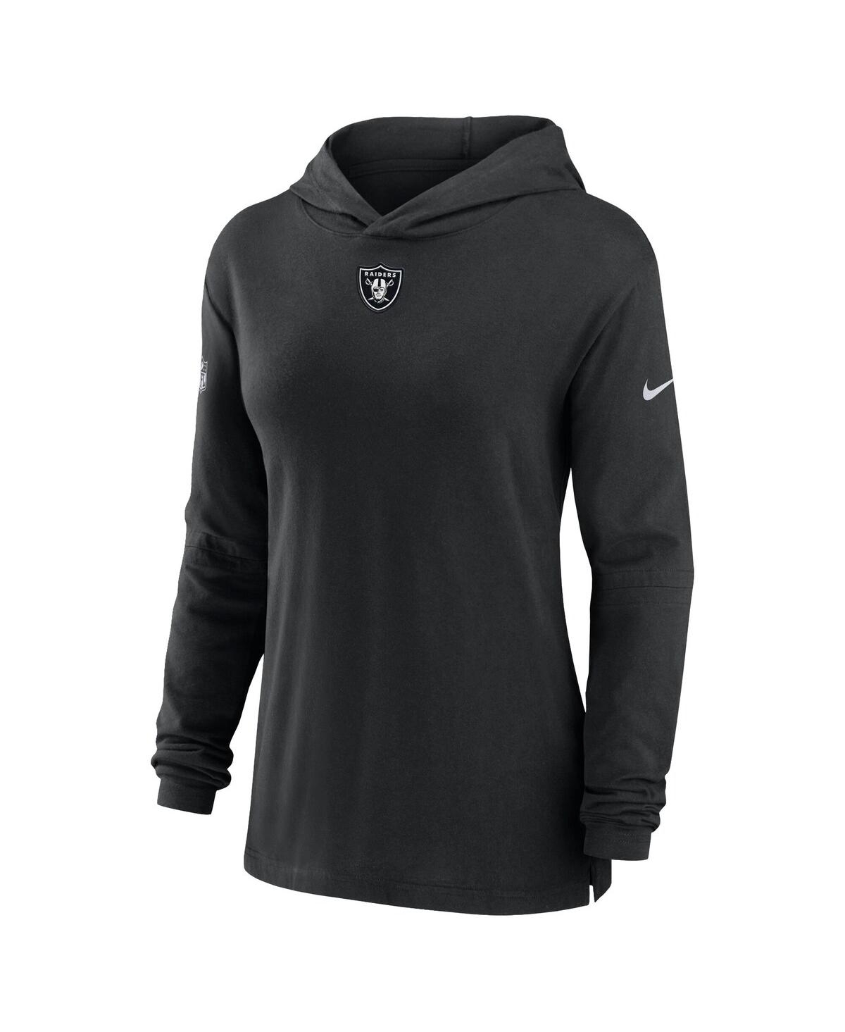 Nike Women's Black Las Vegas Raiders Sideline Performance Long Sleeve Hoodie T-shirt In Black