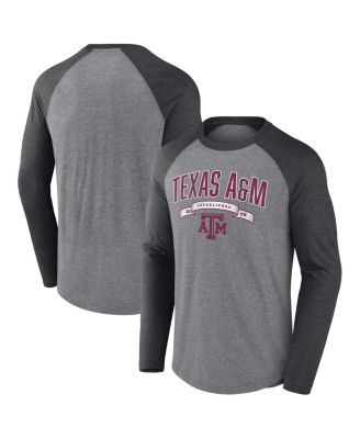 Fanatics - Men's Gray Texas A M Aggies Banner Year Tri-Blend Raglan Long Sleeve T-Shirt